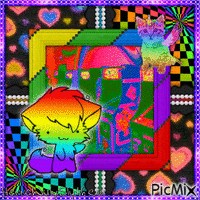 ((♫))Chibi Rainbow Kitty-Kat((♫)) animált GIF