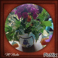 avec les fleurs de mon jardin en style scintillant , - GIF animé gratuit
