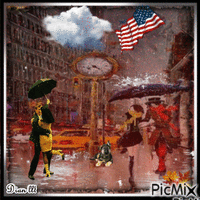 A Rainy Night in NY City. - Animovaný GIF zadarmo