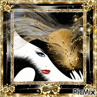 Ritratto donna oro  e nero - GIF animé gratuit