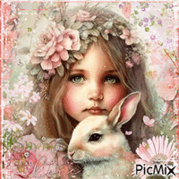 Spring Fantasy With a Bunny - Gratis animerad GIF