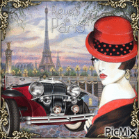Woman in Paris with her Car - GIF animasi gratis