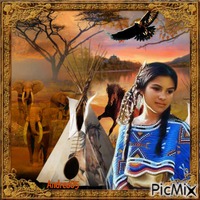"Native american and elephants" - gratis png