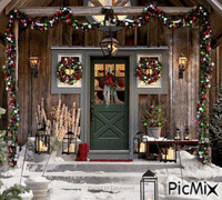 Christmas Porch GIF แบบเคลื่อนไหว