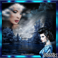 Blue Scene And woman 2 - Free animated GIF