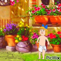 Baby in yard animovaný GIF