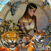 La chica y los tigres - GIF animé gratuit
