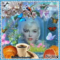 HD petit déjeuner Marilyn sur fond bleu