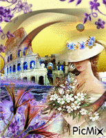 Donna con cappello - GIF animé gratuit