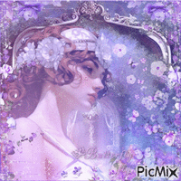 Woman Portrait Purple - GIF เคลื่อนไหวฟรี