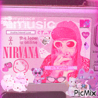 nirvana/kurt cobain - pink - GIF animé gratuit