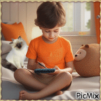 Concours : Enfant et téléphone - Free animated GIF