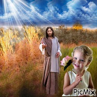 jesus  and kids Gif Animado