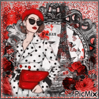 Paris en rouge, noir et blanc - GIF animé gratuit