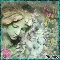 Vintage art fantasy... Tendresse pour toutes...tenderness for all... анимирани ГИФ