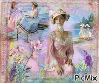 Portrait Women Girls Colors Hat Deco Glitter Spring Flowers - Gratis animeret GIF