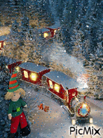 Off to catch the North Pole train - Gratis animerad GIF