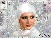A white portrait of a woman ma création a partager sylvie - GIF animé gratuit