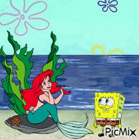 Spongebob and Ariel анимиран GIF