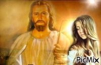 jesus  and woman Gif Animado