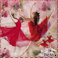 ballerina in red with pink.💗️ GIF animé