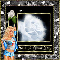 A great day-woman-roses-hearts animēts GIF