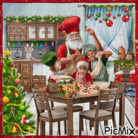 Une cuisine de Noël. - GIF animate gratis