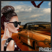 Araba ve Kadın - Darmowy animowany GIF