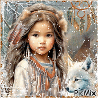 Native Indian Child Winter - GIF animé gratuit