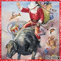 Noël chez le Père-Noël cowboy - GIF animate gratis