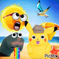 Detective Googly eyed Pikachu - GIF animé gratuit