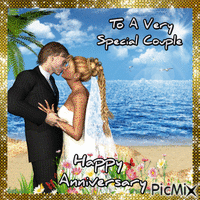 To A Very Special Couple Happy Anniversary - Animovaný GIF zadarmo