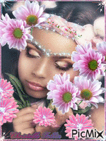 femme fleur - Gratis animerad GIF