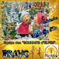 CONCOURS du JOUR de l'AN LUNAMOON - Médaille d'Or - Equipe des "SOUHAITS d'Elfes" - BRAVO MARIE !!!... <3 animasyonlu GIF