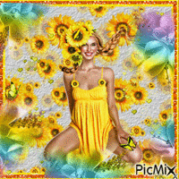 Sunflower Girl - GIF animasi gratis