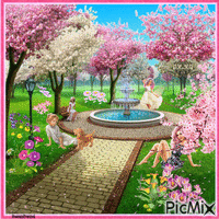 Blühender Park animált GIF