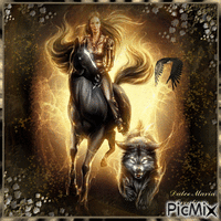 Mulher a cavalo geanimeerde GIF