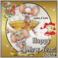 LUCAS & LALIE <3 HAPPY NEW YEAR, MES AMOURS ! <3 - GIF animate gratis