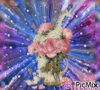 Pink rózsa csokor. - Animovaný GIF zadarmo