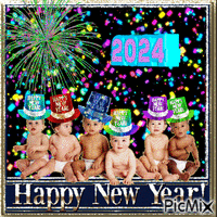 Happy New Year 2024 - GIF animé gratuit
