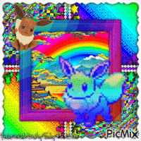 {♠}Rainbow Eevee{♠} - Free animated GIF