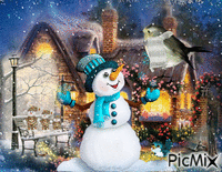 bonhome de neige - GIF animé gratuit