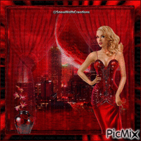 Stormy Night In The City In Red - GIF animado gratis