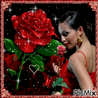 A Beleza das rosas em vermelho e preto - GIF animé gratuit