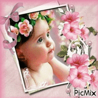 Petite Fille avec des Fleurs - GIF animado grátis