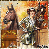 Autumn. Have a Beautiful Day. Horses アニメーションGIF