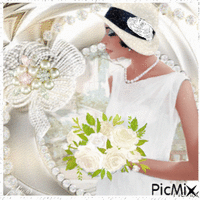 Beyaz elbiseli kadın - Безплатен анимиран GIF