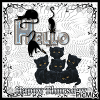 Hello-Thursday-black-cats Animated GIF