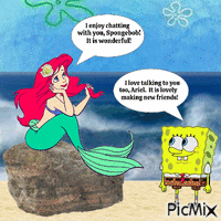 Ariel talking about chatting with Spongebob κινούμενο GIF