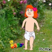 Baby and Inch in garden GIF animé